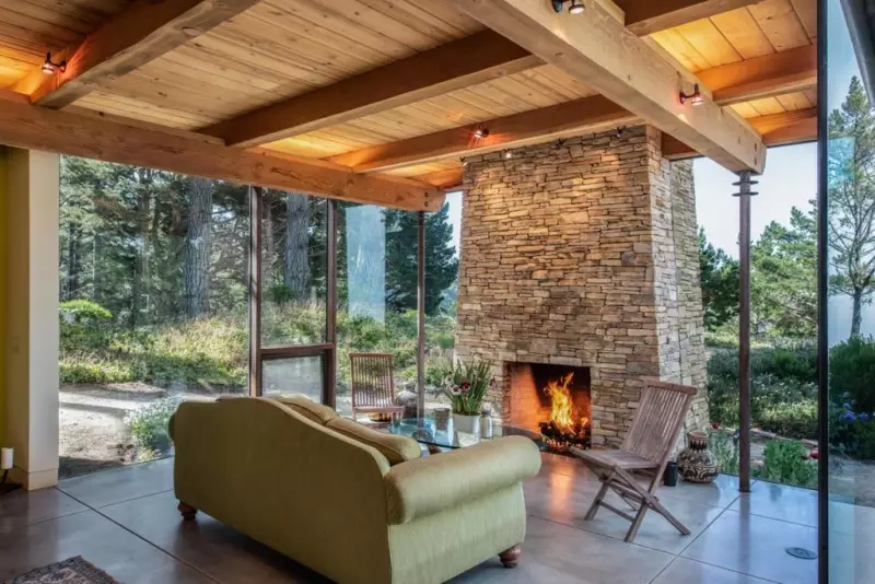 Stone Veneer Fireplace