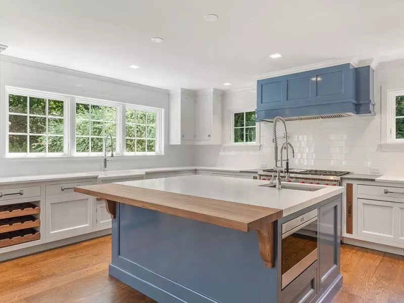 Blue Painted Kitchen Cabinets